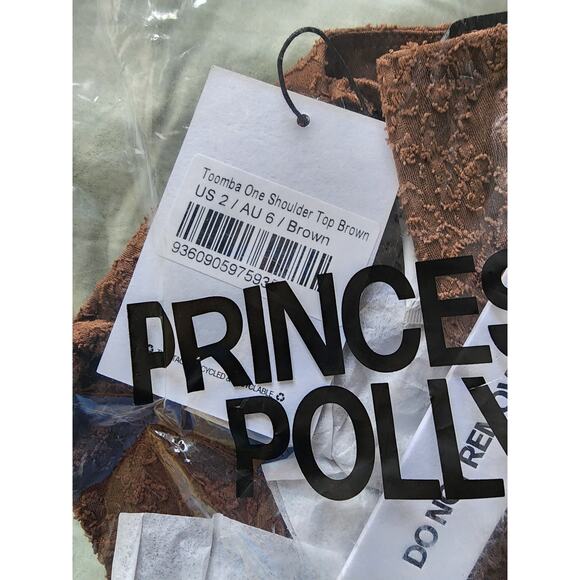 NWT Princess Polly TOOMBA ONE SHOULDER TOP BROWN size 2 - Picture 4 of 4